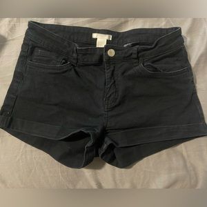H&M Black Jean Shorts Womens Rolled Hem Mid Rise